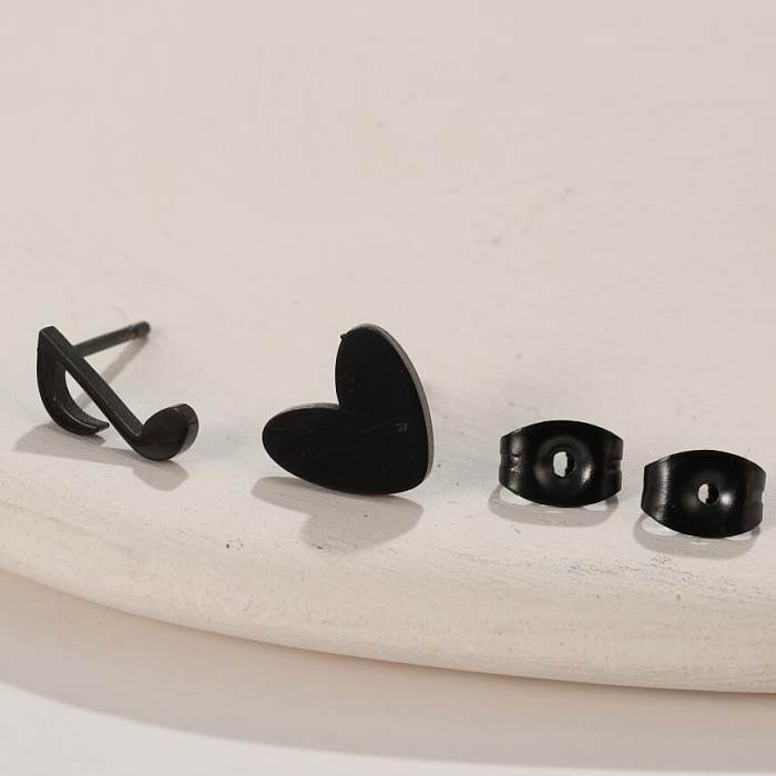 1 par de brincos femininos em formato de coração e borboleta em aço inoxidável com chapeamento irregular