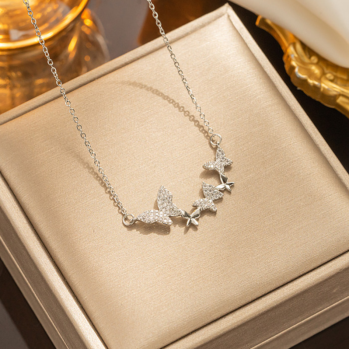 Simple Style Butterfly Stainless Steel  Plating 18K Gold Plated Necklace