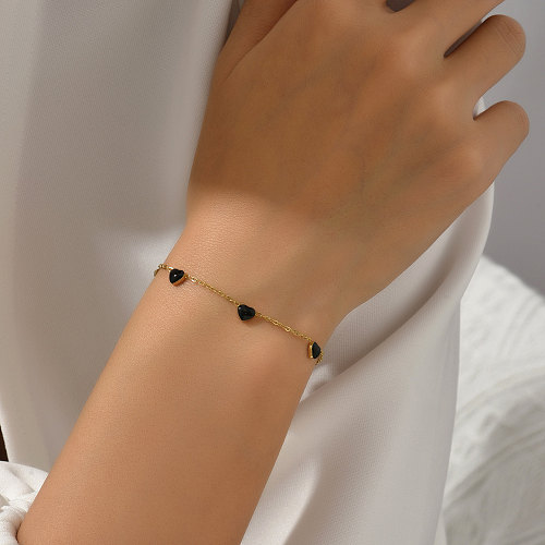 Simple Style Heart Shape Stainless Steel Patch Bracelets 1 Piece