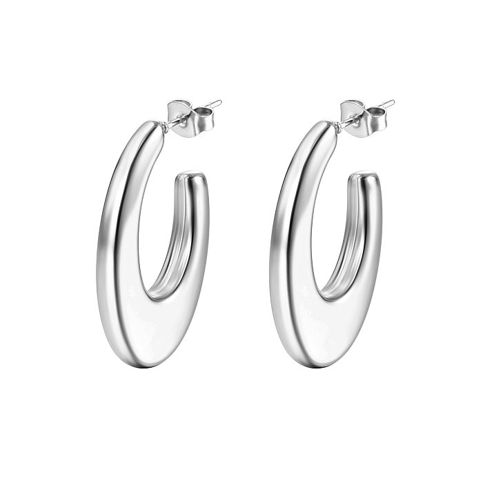 Fashion U Shape Stainless Steel  Plating Drop Earrings 1 Pair