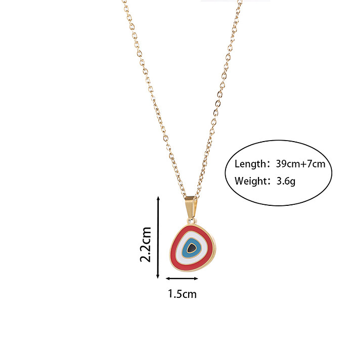 Simple Style Devil'S Eye Stainless Steel Enamel Pendant Necklace