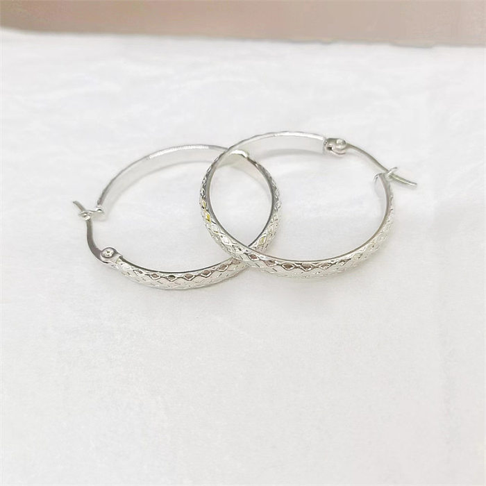 1 Pair Simple Style Streetwear Solid Color Plating Stainless Steel  Hoop Earrings