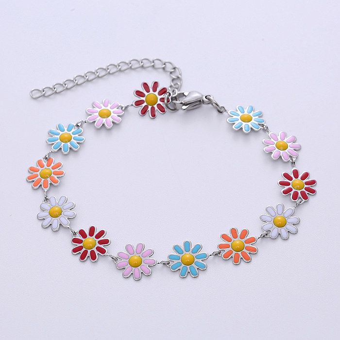 Bohemian Flower Stainless Steel Epoxy Bracelets 1 Piece
