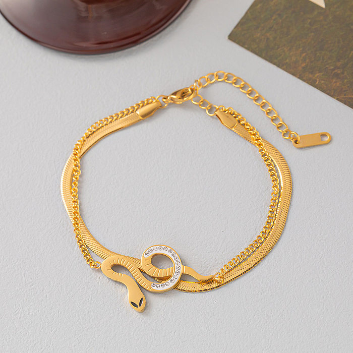 Bracelets en Zircon avec incrustation d'acier et de titane de serpent de Style Cool rétro