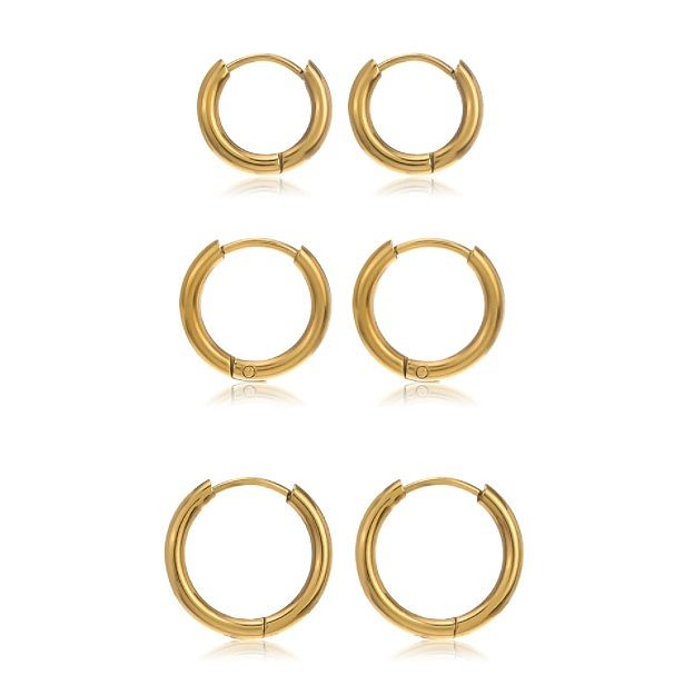 Fashion Round Stainless Steel  Plating Earrings 3 Piece Set