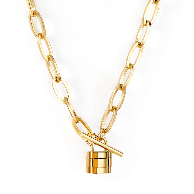 Streetwear Heart Shape Lock Stainless Steel  Plating Pendant Necklace