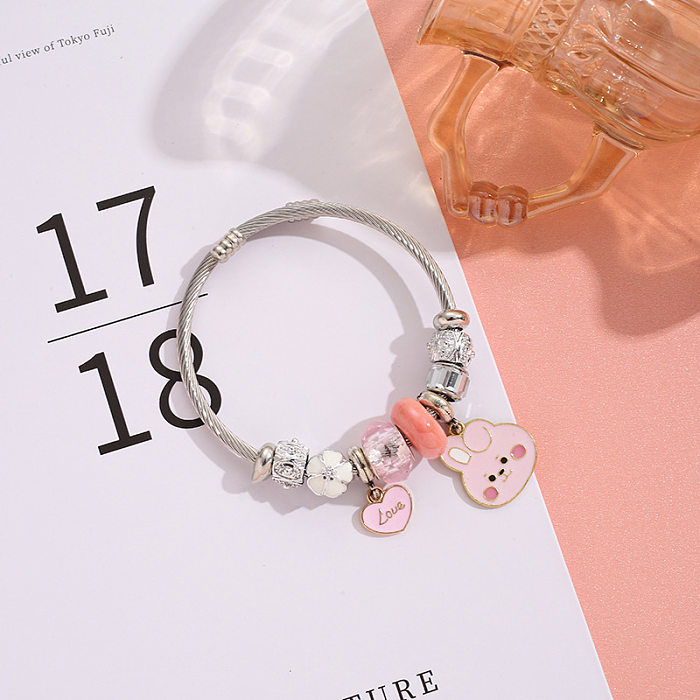 Simple Style Cartoon Character Stainless Steel Patchwork Bangle 1 Piece