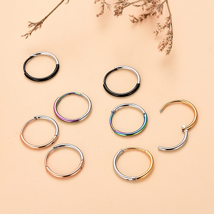 Simple Style Round Stainless Steel  Plating Hoop Earrings 1 Piece