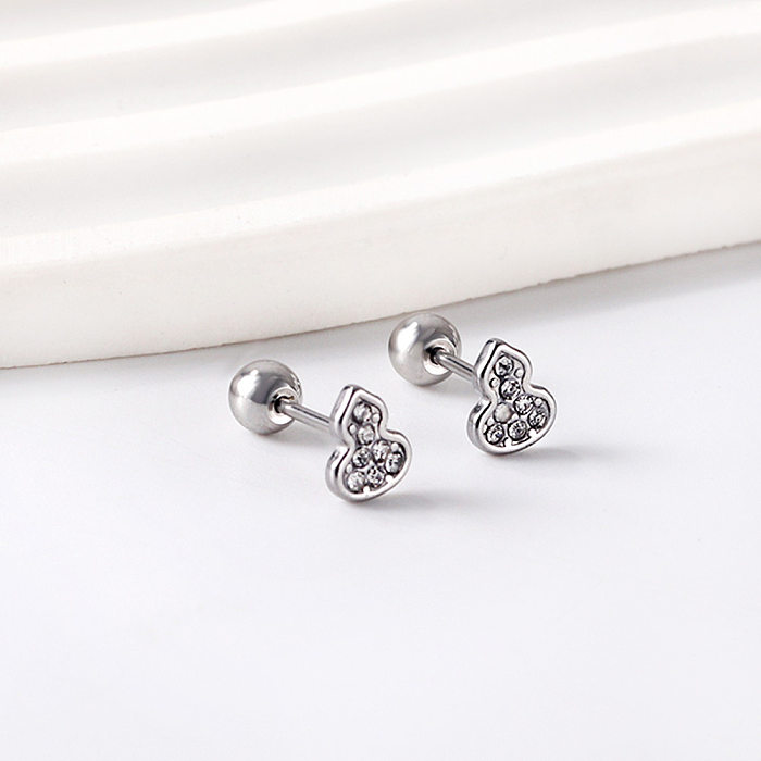 1 Pair Simple Style Cherry Gourd Plating Inlay Stainless Steel  Artificial Gemstones Ear Studs