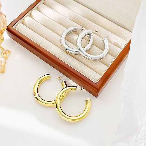 1 Pair Simple Style C Shape Plating Stainless Steel  White Gold Plated Gold Plated Ear Studs