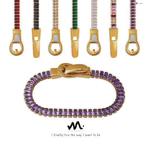 Bracelets en acier titane et Zircon, Style Simple, couleur unie, vente en gros