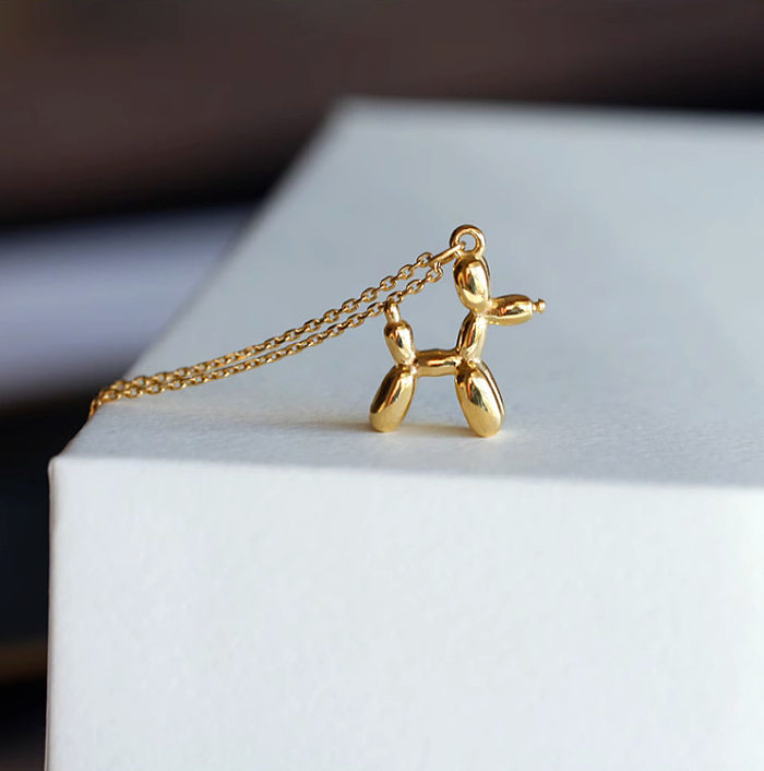 Casual Simple Style Dog Stainless Steel Plating 18K Gold Plated Pendant Necklace