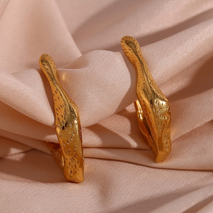 1 Pair Vintage Style Simple Style Classic Style Irregular Stainless Steel  Plating 18K Gold Plated Hoop Earrings