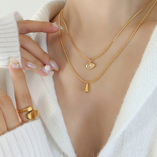 1 Piece Simple Style Water Droplets Stainless Steel Plating Pendant Necklace