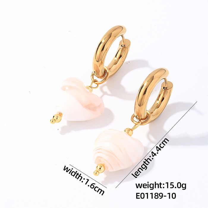 1 Pair Casual Simple Style Heart Shape Plating Stainless Steel  Gold Plated Drop Earrings