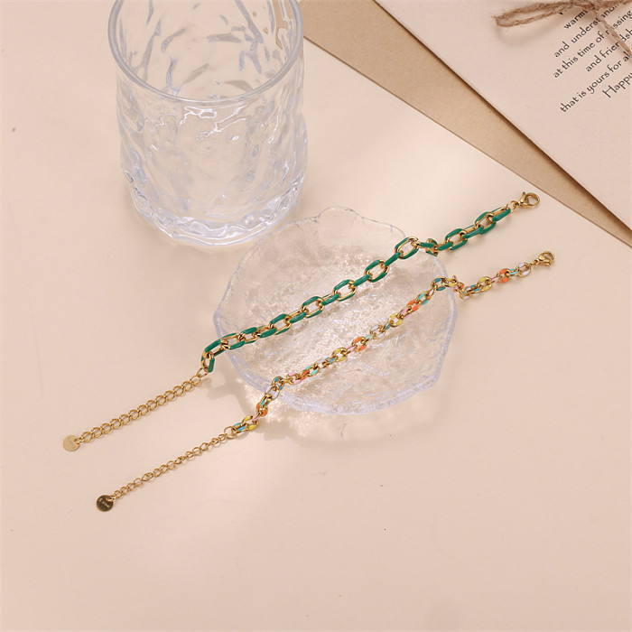 Simple Style Color Block Stainless Steel Bracelets In Bulk