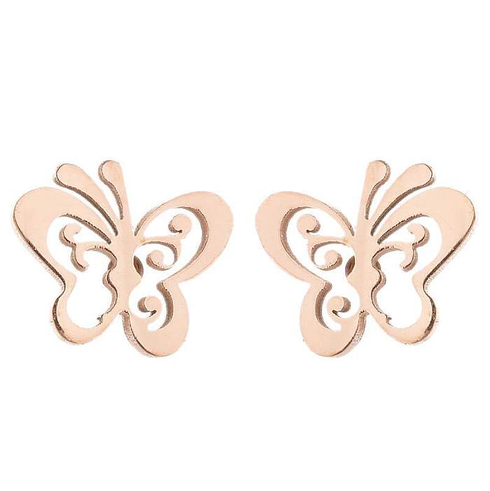 1 par de brincos de orelha revestidos de aço inoxidável borboleta fashion