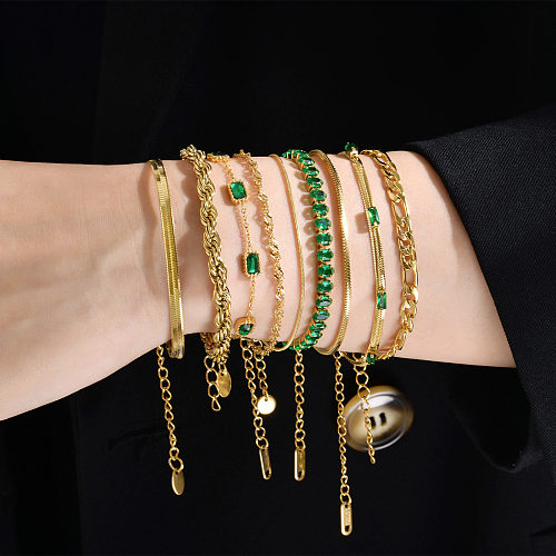 Bracelets en Zircon plaqué or 18 carats, élégants, géométriques, en acier inoxydable, vente en gros