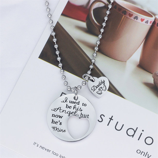 I Used To Be His Angel But Now He's Mine Daddy Father's Day Stainless Steel Necklace