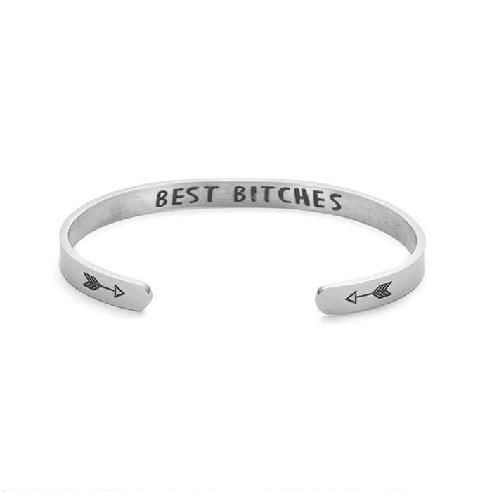 Retro C Shape Letter Stainless Steel Plating Bangle 1 Piece