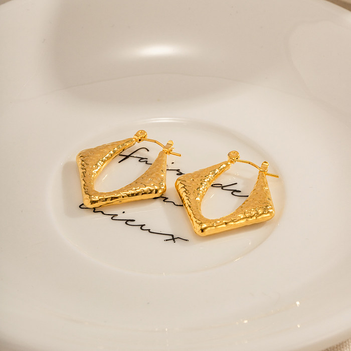 1 paire de boucles d'oreilles en acier inoxydable plaqué or 18 carats en forme de U de style français