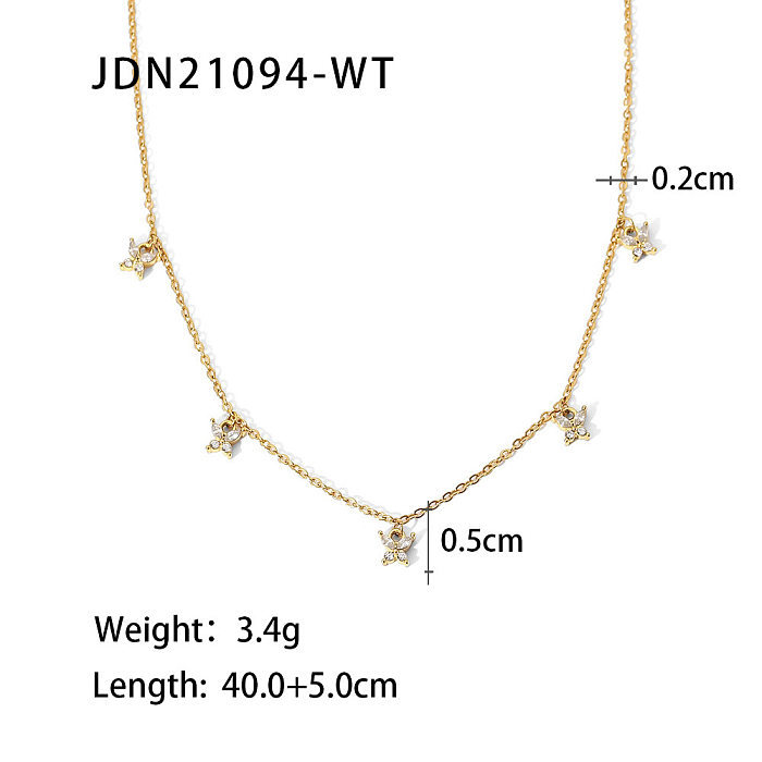 Moda geométrica colar de aço inoxidável banhado a ouro zircão colares de aço inoxidável