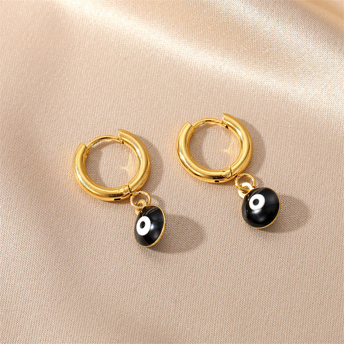 1 Pair Sweet Simple Style Eye Enamel Stainless Steel  Dangling Earrings