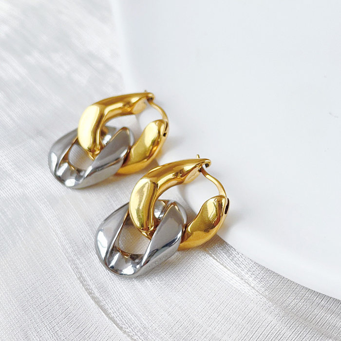 1 Paar IG Style Simple Style Kettenplattierung Edelstahl vergoldete Ohrhänger