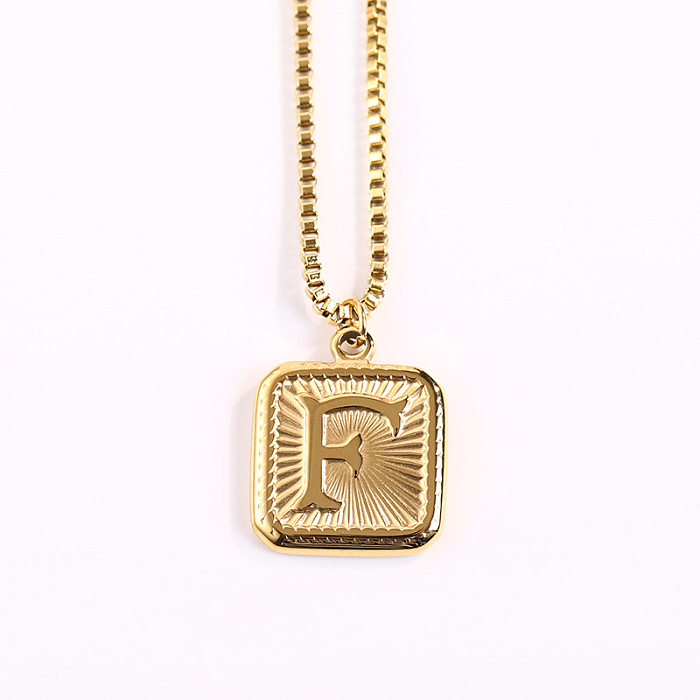 Fashion Letter Square Stainless Steel Pendant Necklace 1 Piece