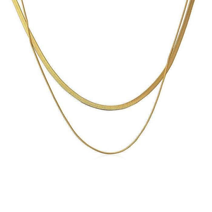 Hip-Hop Retro Solid Color Stainless Steel Plating Layered Necklaces