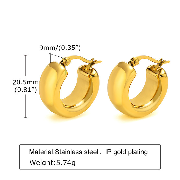 1 Pair Simple Style Solid Color Stainless Steel  Polishing Plating 18K Gold Plated Earrings