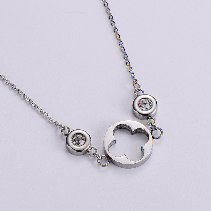 Conjunto de collar de pulsera de circón de moda Pulsera de flor de acero de titanio