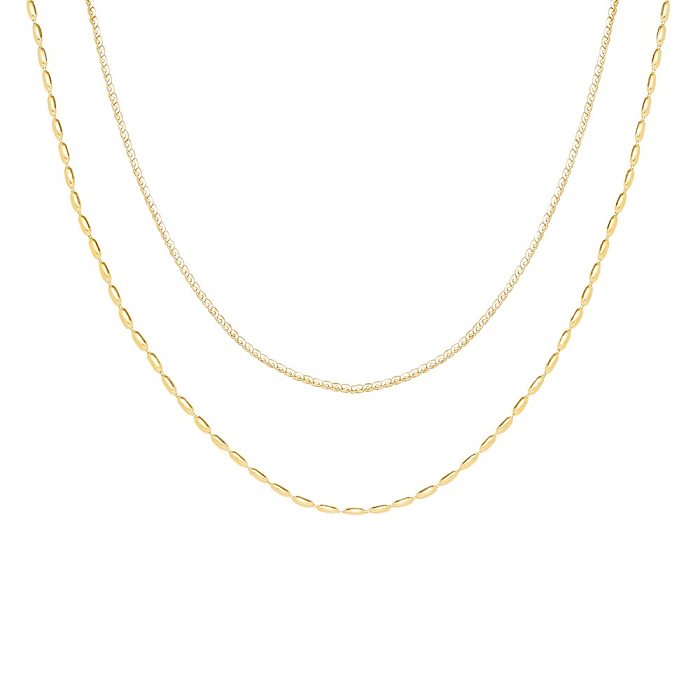 Simple Style Solid Color Stainless Steel Plating 18K Gold Plated Layered Necklaces