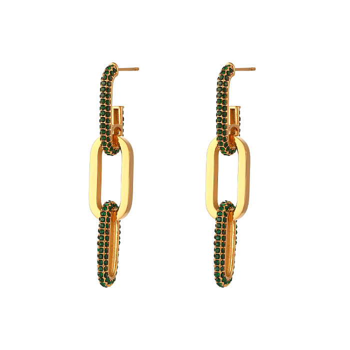 Fashion Geometric Stainless Steel  Plating Zircon Earrings 1 Pair