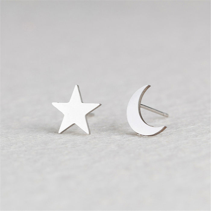Einfache Stern-Mond-Ohrringe aus Edelstahl im Großhandel