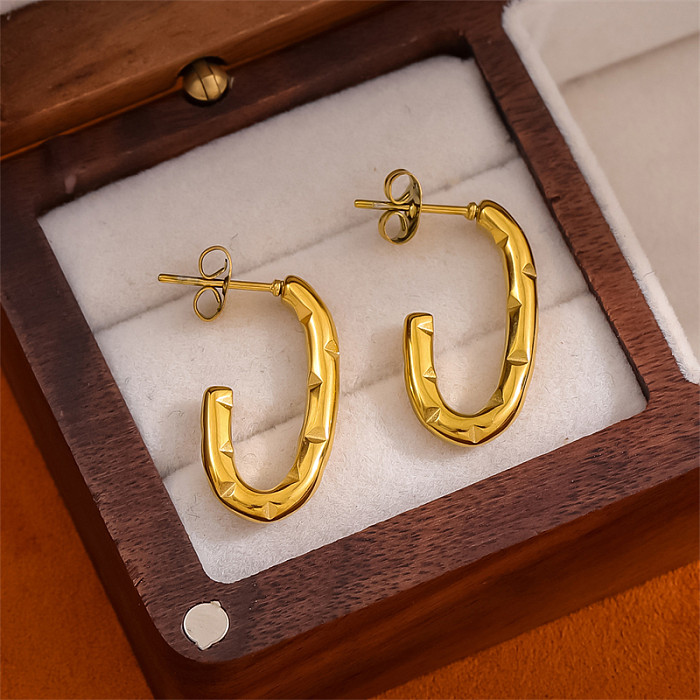 1 Pair Simple Style C Shape Plating Stainless Steel  18K Gold Plated Earrings