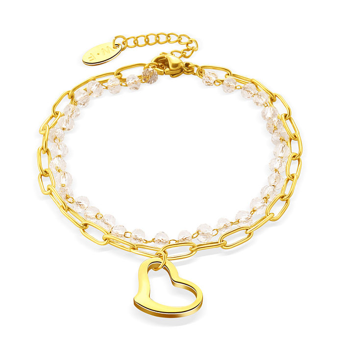 Moda feminina estilo simples coração geométrico pulseiras de aço titânio pulseiras de aço inoxidável
