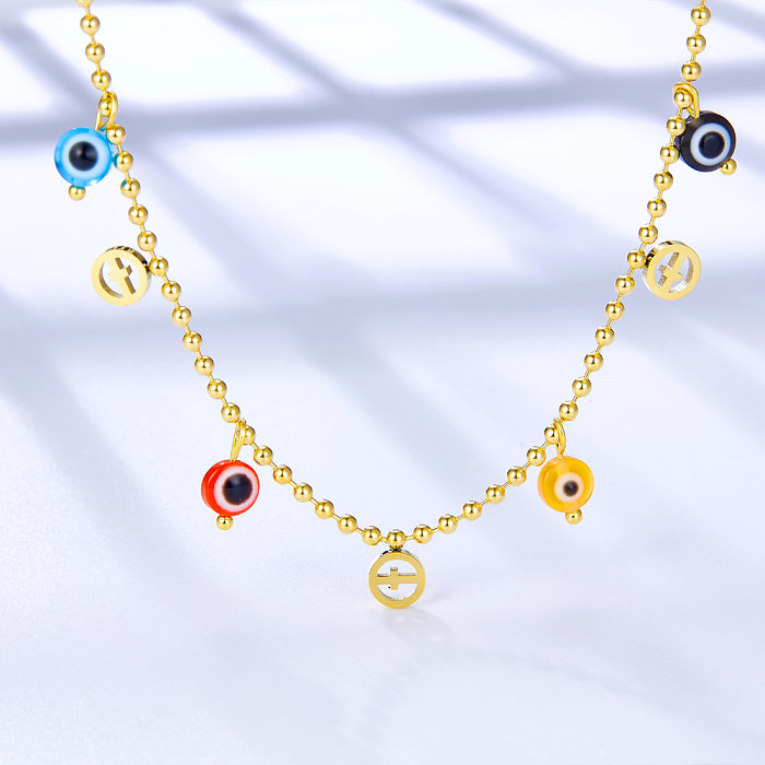 Fashion Devil'S Eye Star Stainless Steel  Chain Necklace