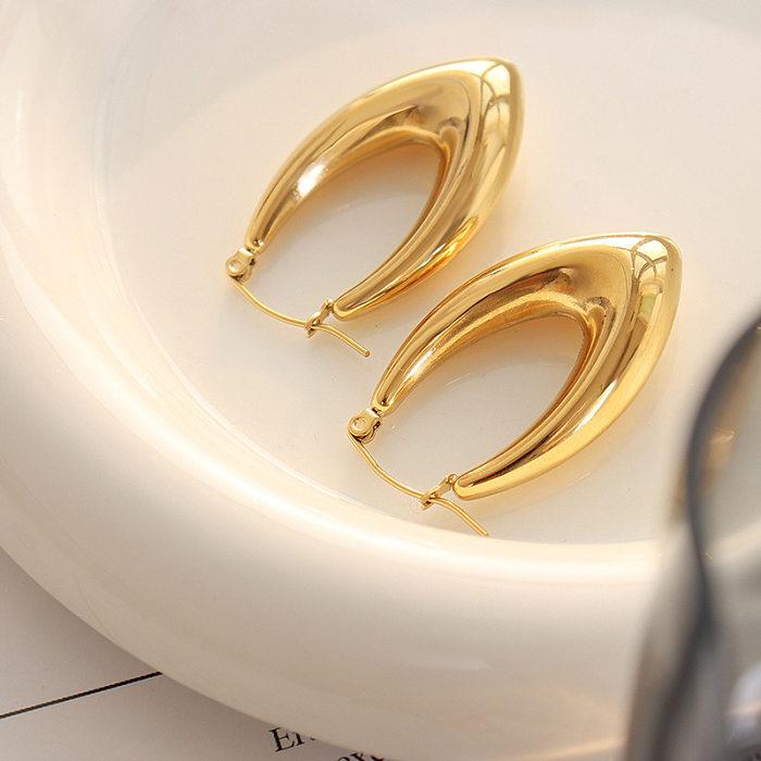 Elegante U-förmige Ohrringe mit Edelstahlbeschichtung, 1 Paar