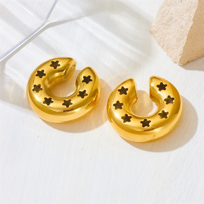 1 Pair Simple Style Solid Color Plating Stainless Steel  Gold Plated Ear Cuffs