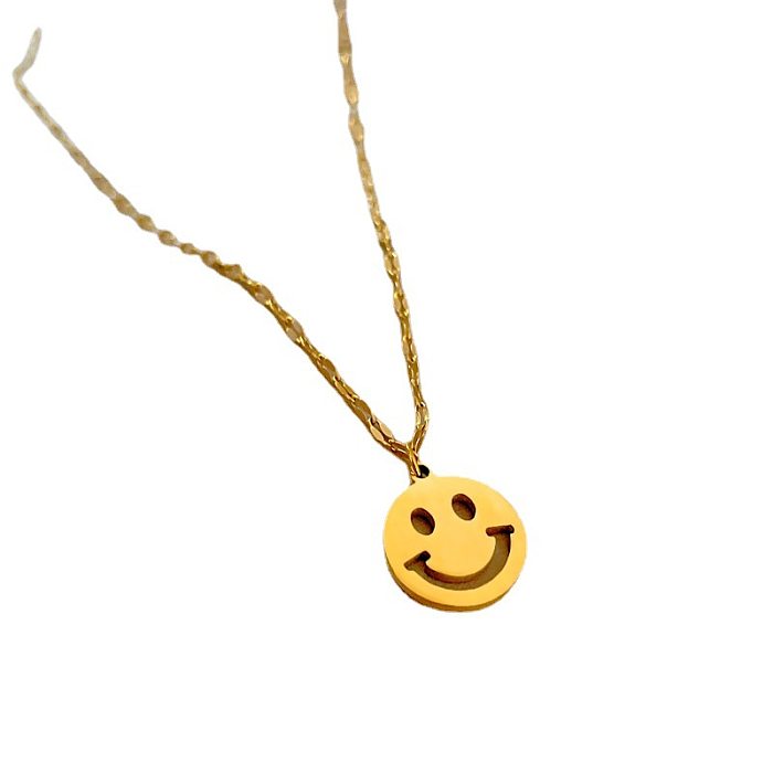 Collier pendentif en acier inoxydable avec visage souriant de style classique, vente en gros