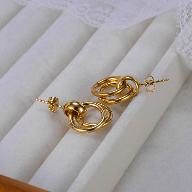 French Style Solid Color Stainless Steel  Ear Studs