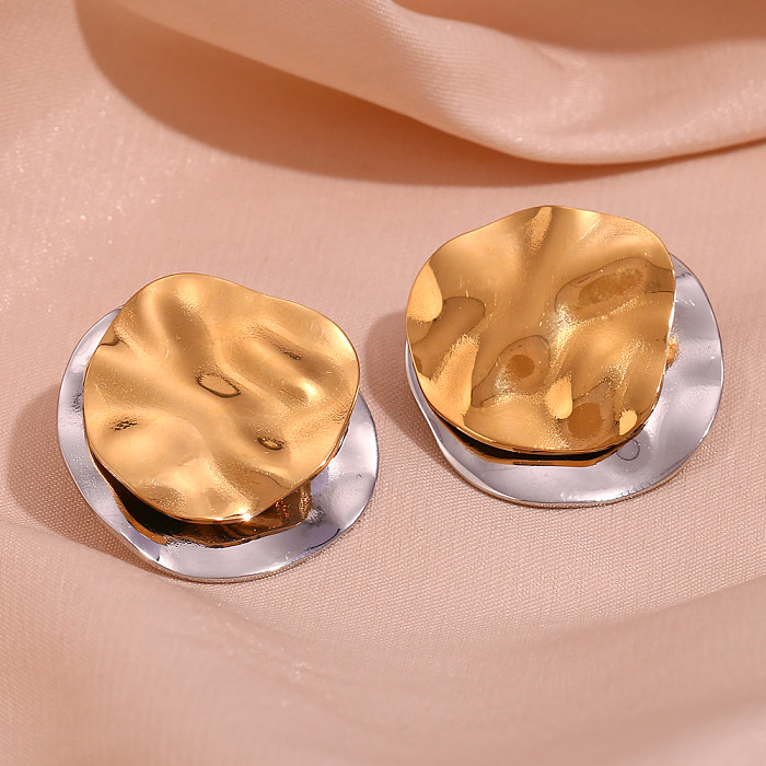 1 Pair Simple Style Classic Style Irregular Round Plating Stainless Steel  18K Gold Plated Ear Studs