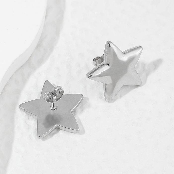1 Pair IG Style Artistic Star Plating Stainless Steel  18K Gold Plated Ear Studs