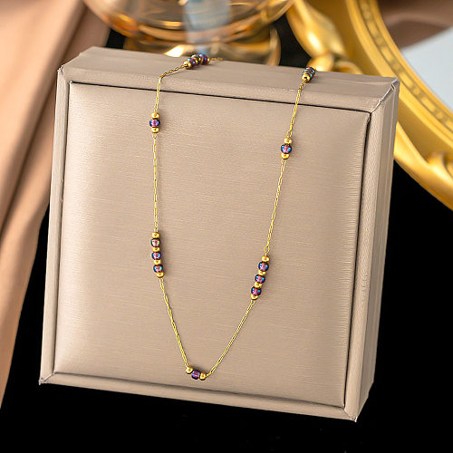 Simple Style Solid Color Stainless Steel Plating 18K Gold Plated Necklace