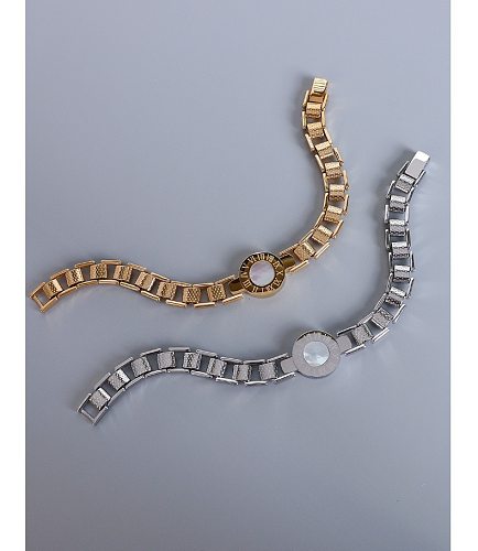 Bracelets en acier au titane de couleur unie à la mode Bracelets en acier inoxydable avec coquille incrustée 1 pièce