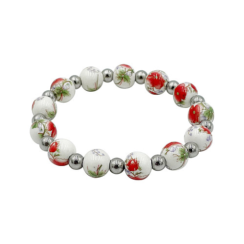 Wholesale Elegant Vintage Style Round Stainless Steel Beaded Bracelets