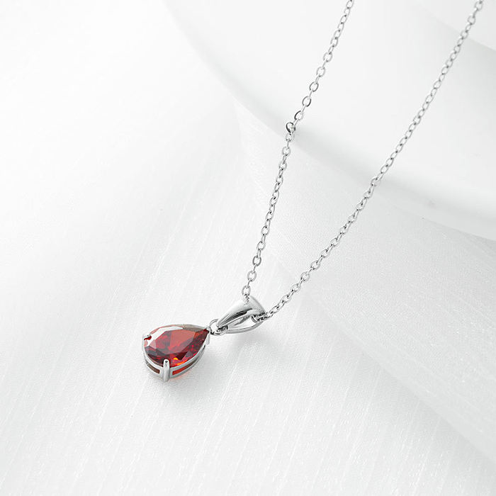 Fashion Water Droplets Stainless Steel Necklace Inlay Zircon Stainless Steel  Necklaces