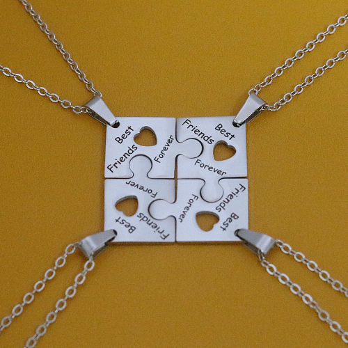 Modebrief „Beste Freunde für immer“ herzförmige mehrteilige Halskette aus Edelstahl mit Anhänger