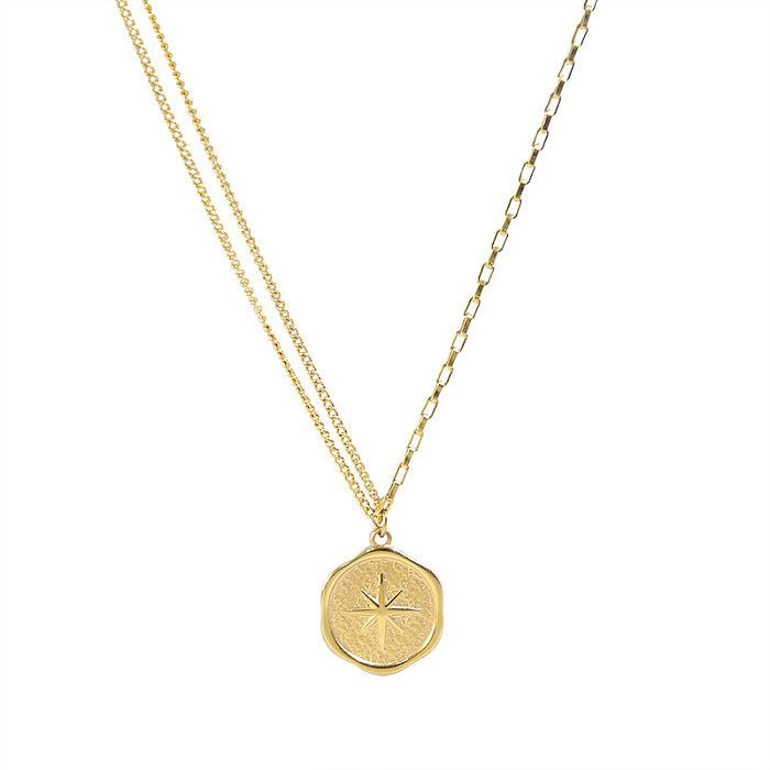 Retro Star Stainless Steel Plating Gold Plated Pendant Necklace 1 Piece